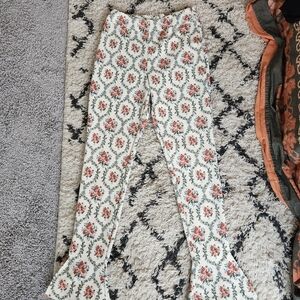 WeWoreWhat Cream and Red Floral Boot Cut Pants